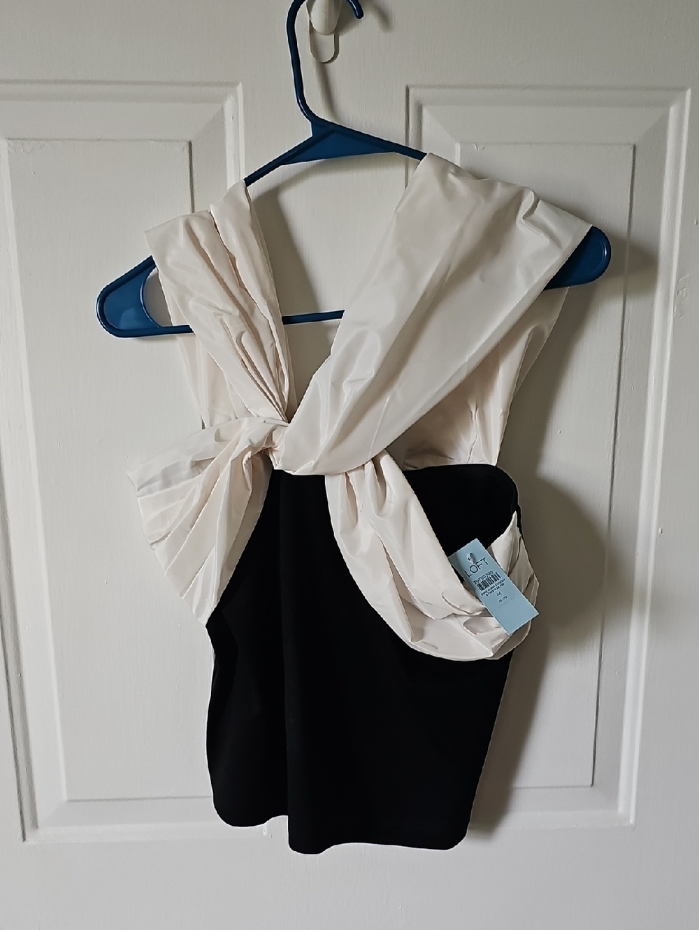 LOFT Black One-Shoulder Top with Cream Twist Detail MP - Picture 2 of 5